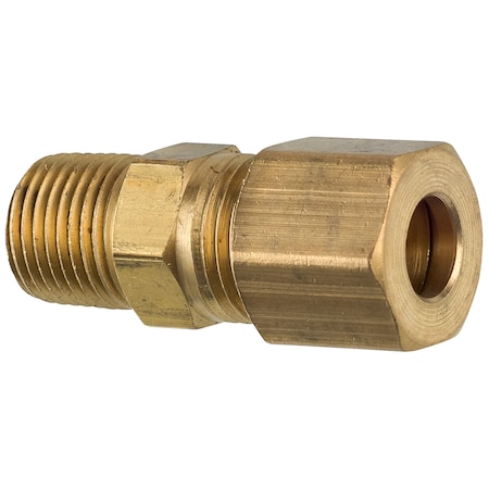 Brass Compression Connector, 1/4 Tube, Male (1/8-27 NPT), 1/bag